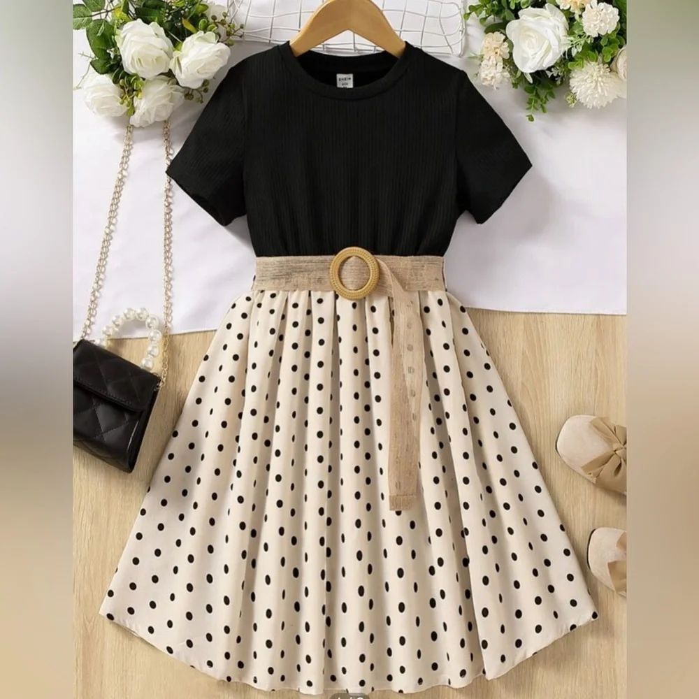 Black and white with black Polka Dot Dress size S